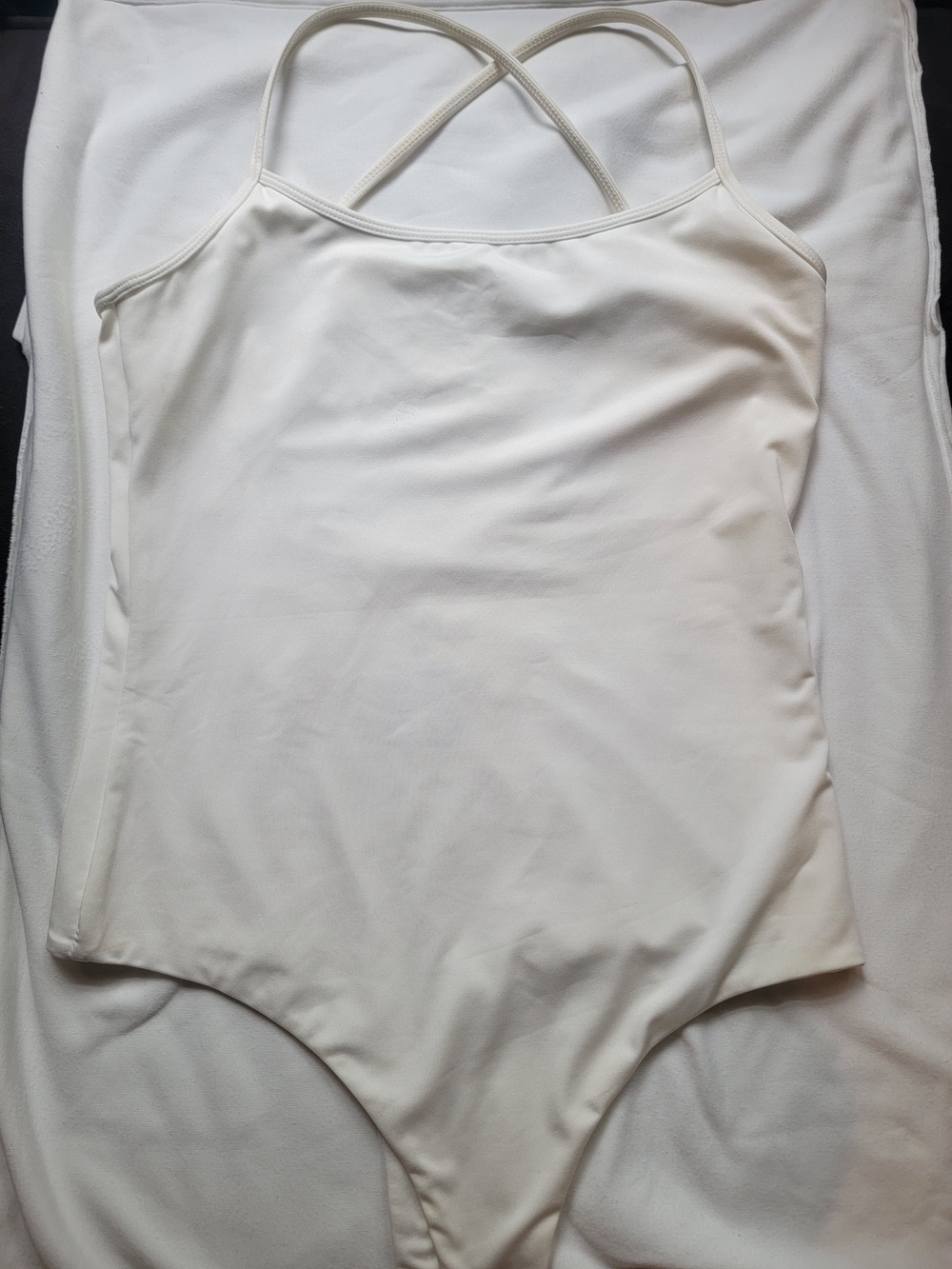 Klassy Network White Cross-Back Bodysuit